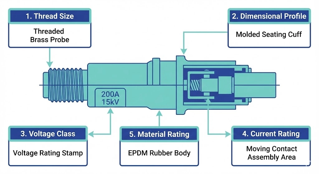 Lista de comprobación de inspección visual de cinco puntos para un inserto de casquillo de distribución 200A