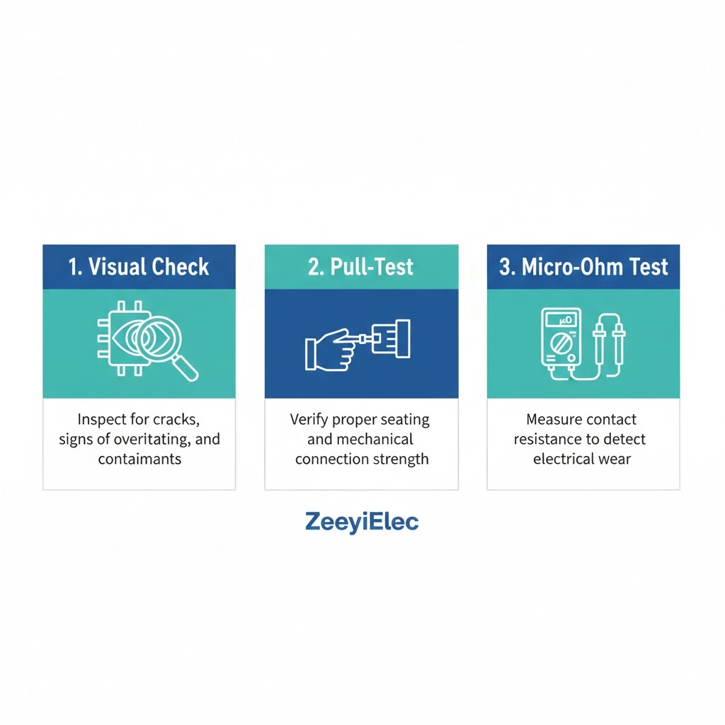 Diagrama de flujo del flujo de trabajo de diagnóstico de campo en 3 etapas para insertos de pozo de casquillos de transformador.