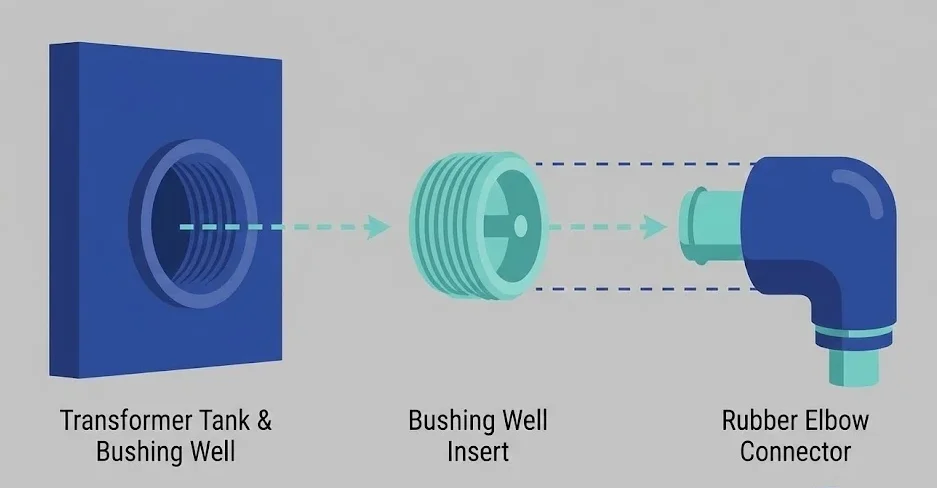 Vergleich der Bauteilausrichtung einer Buchsenmulde, eines Einsatzes und eines Winkelverbinders.