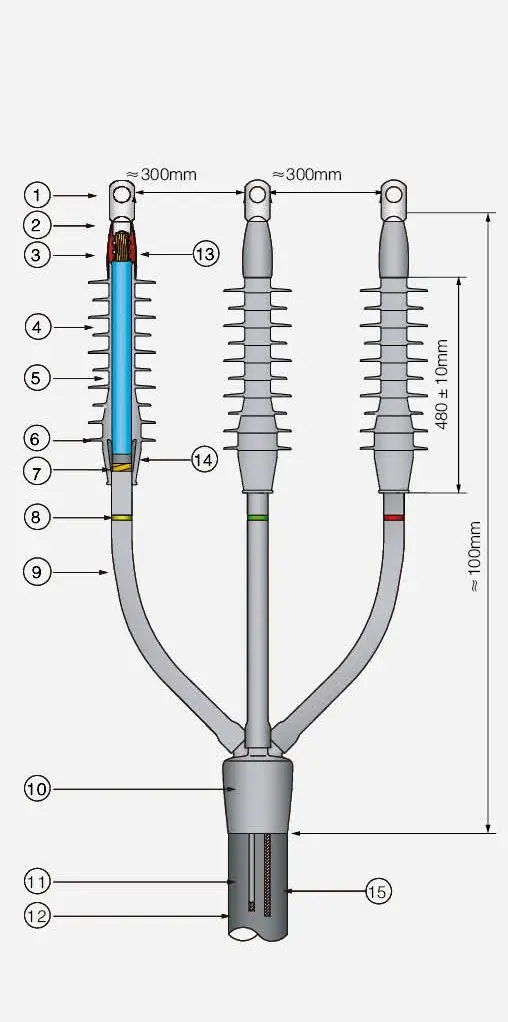 35kV 3-Core Outdoor Termination Engineering Drawing