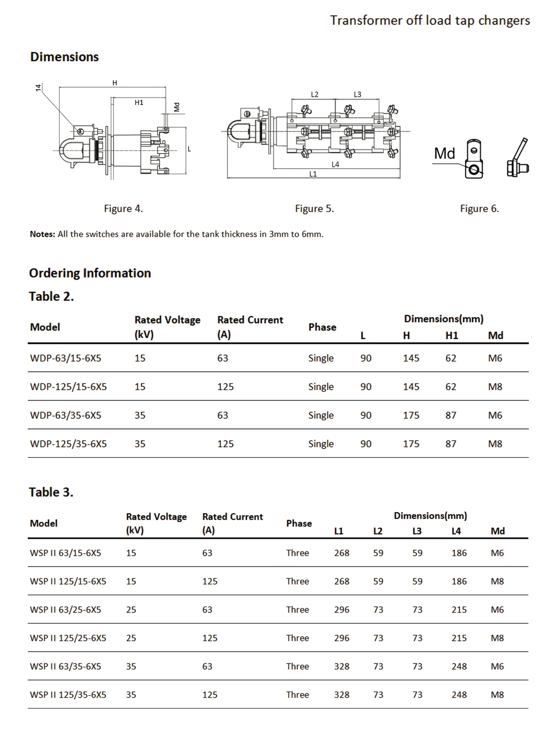 Dimension drawing of ZeeyiElec off-load tap changer rotary type