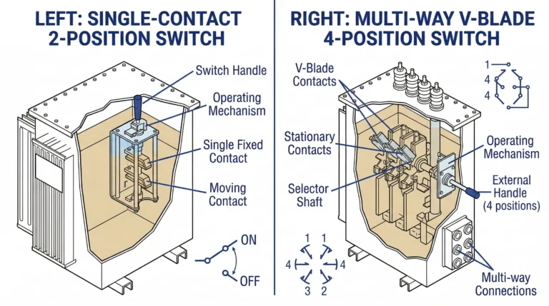 2-position vs 4-position loadbreak switch comparison for pad-mounted distribution transformers.