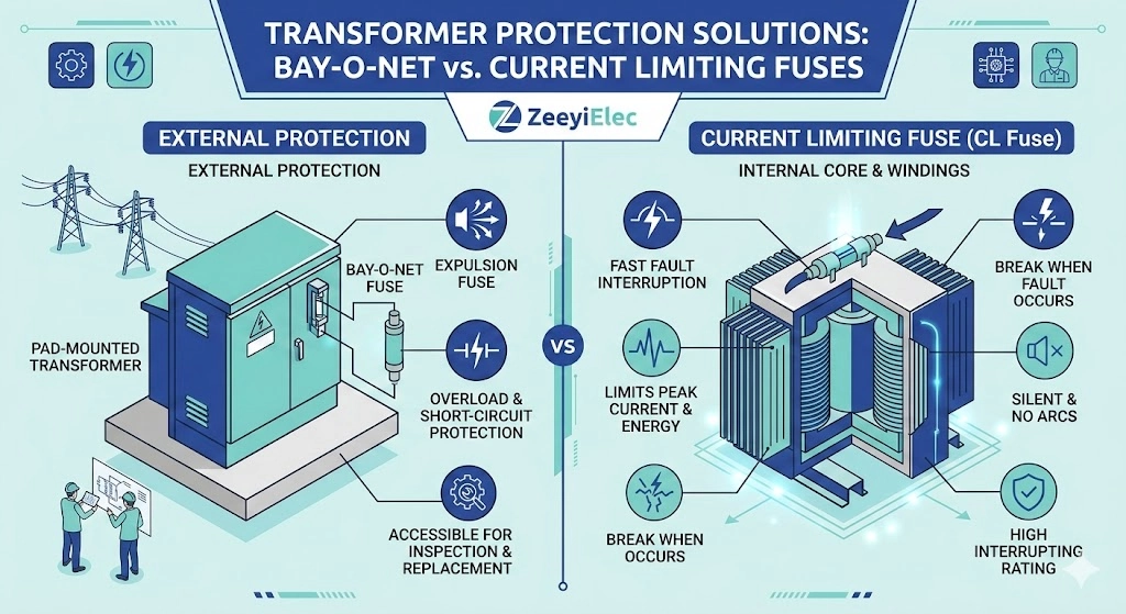 حماية المحولات على مرحلتين تظهر صمامات حماية المحولات على مرحلتين تظهر صمامات الحد من التيار.