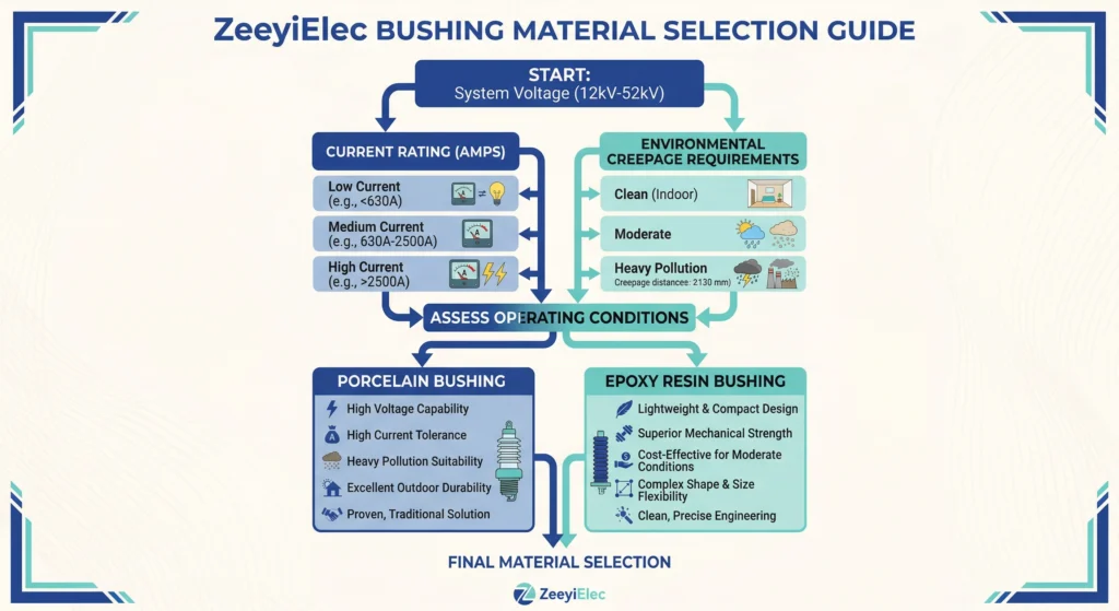 Organigramme de sélection technique pour les traversées de transformateurs moyenne tension.