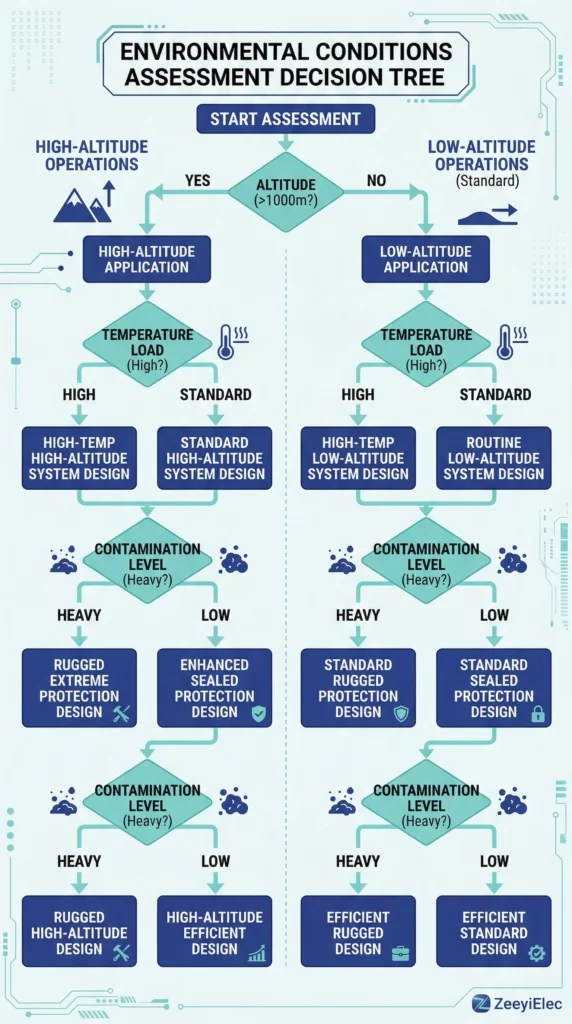 Organigramme détaillant le processus d'évaluation environnementale préalable à l'installation des accessoires de moyenne tension.