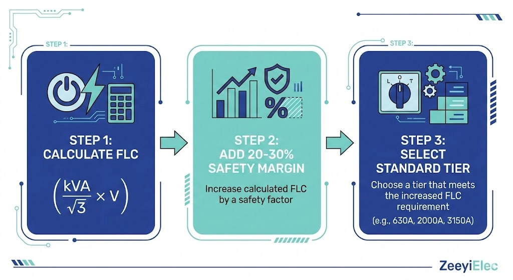 Organigramme étape par étape pour le calcul du courant secondaire de pleine charge du transformateur et le dimensionnement des traversées.