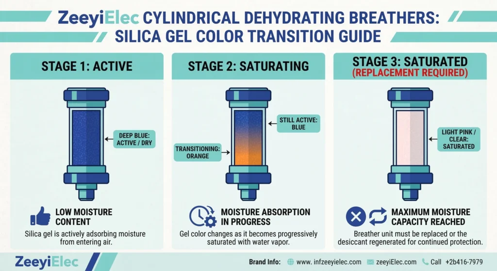 Visual guide to transformer silica gel moisture absorption and color degradation