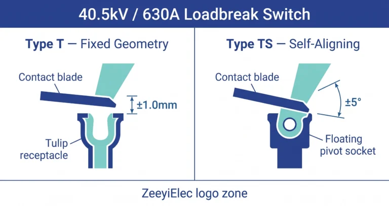 40.5kV 630A loadbreak switch Type T vs Type TS structural comparison ZeeyiElec