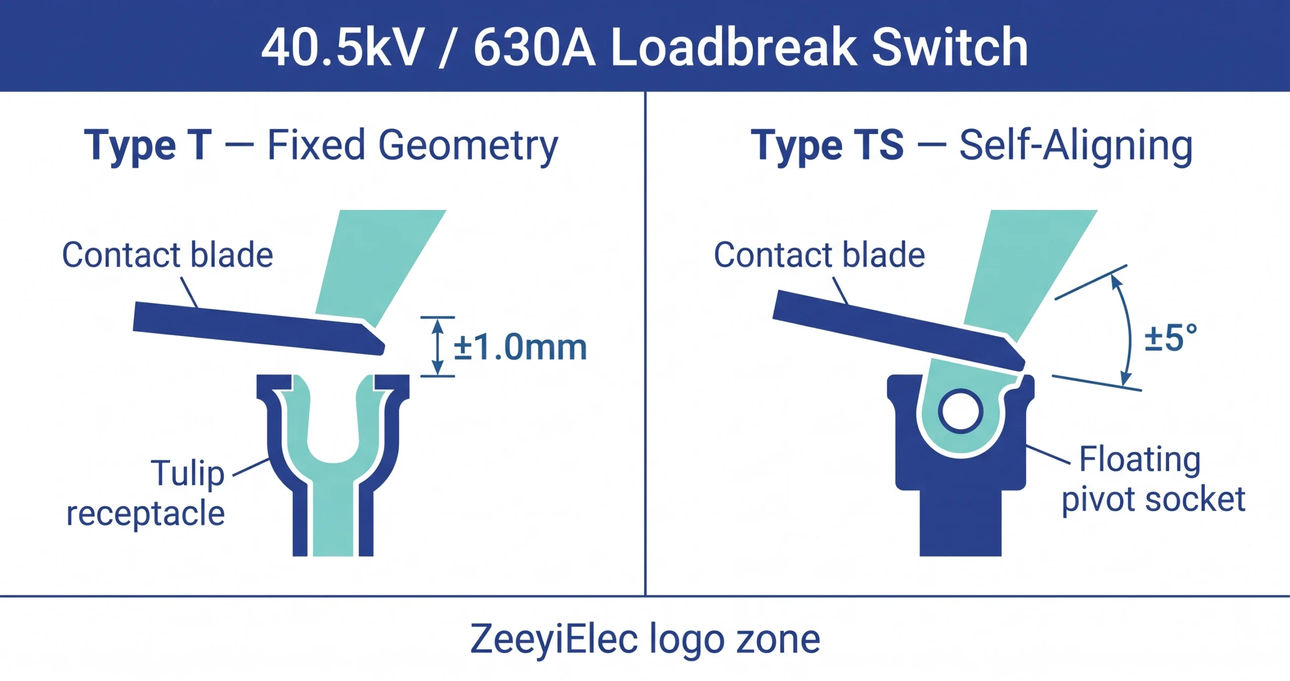 40.5kV 630A loadbreak switch Type T vs Type TS structural comparison ZeeyiElec