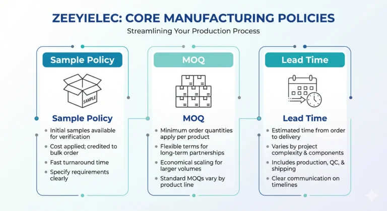 Sample policy, MOQ and lead time clarification checklist for transformer and cable accessory buyers