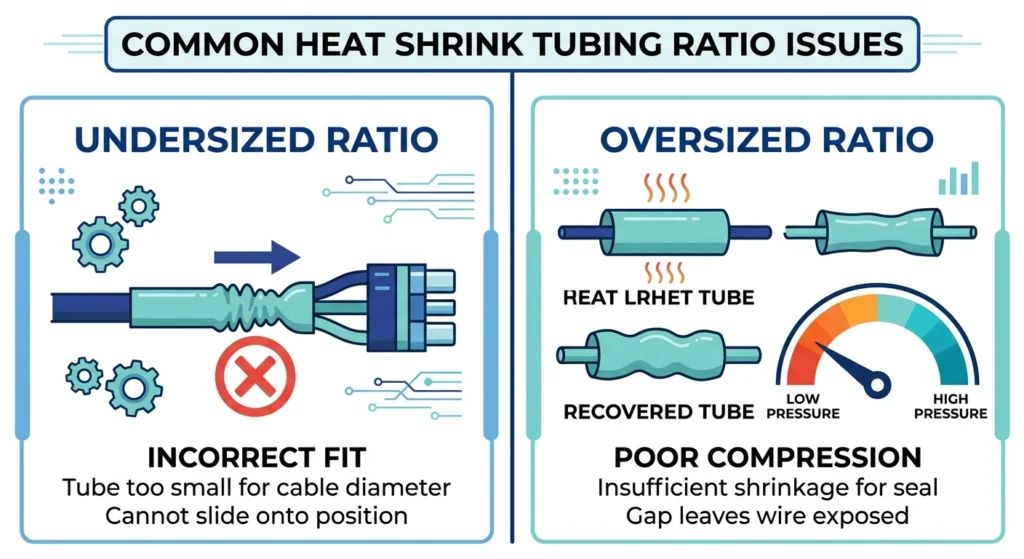 Comparison of undersized versus oversized heat shrink ratio field failure modes