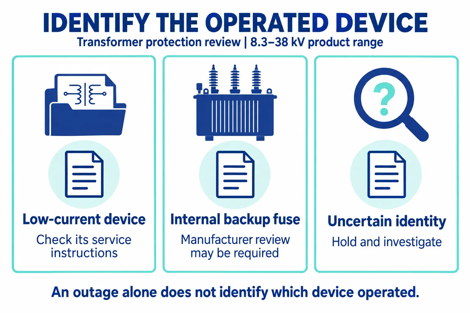 Identifique o equipamento em operação antes de substituir o fusível limitador de corrente da proteção do transformador